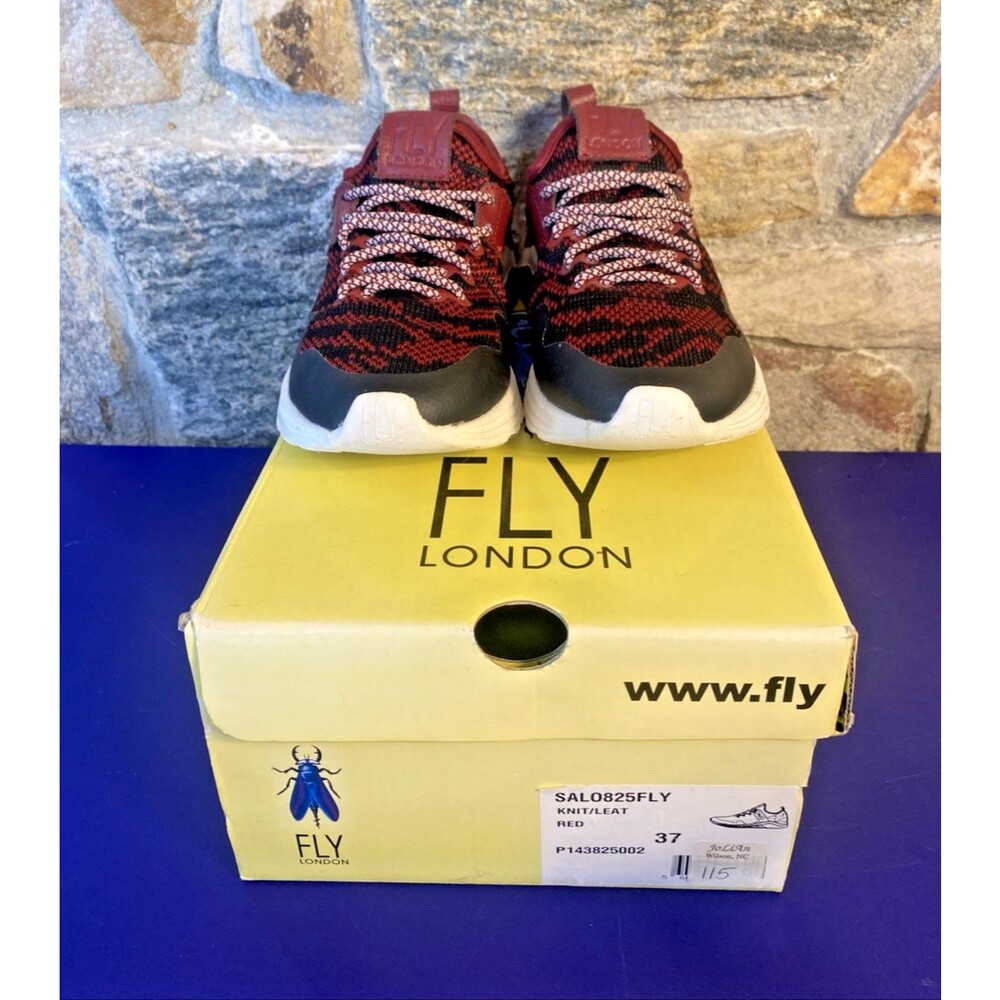 Fly London Salo825fly Women's Sneakers Burgundy & Black Size 37 EU US 6.5-7